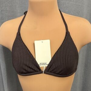 Monday Swimwear Dark Brown Ribbed Bikini Top